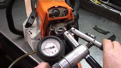 chainsaw cylinder compression tester|testing compression on stihl chainsaw.